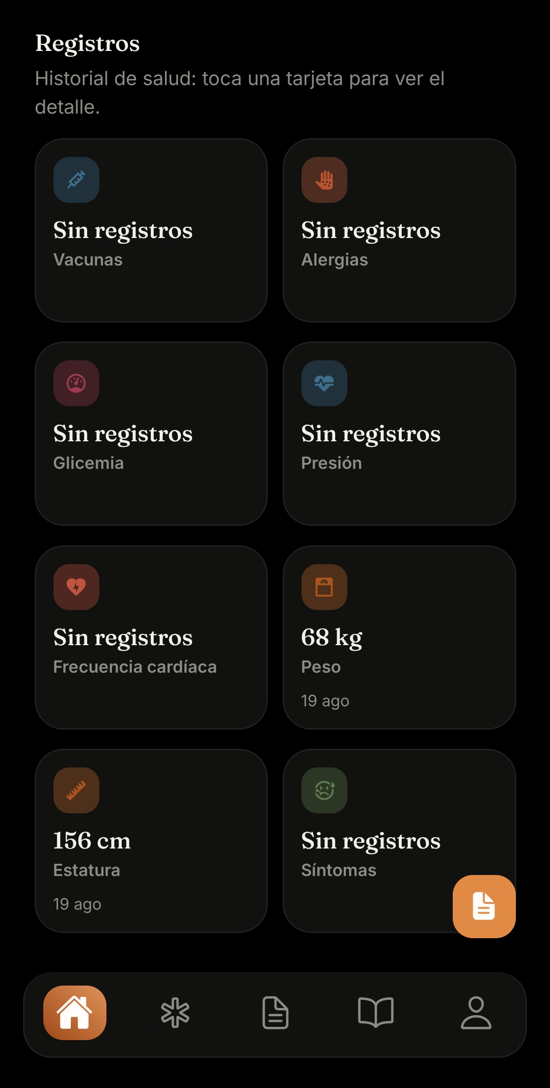 Registros de salud de Meditu: vacunas, alergias, glicemia, presión y más